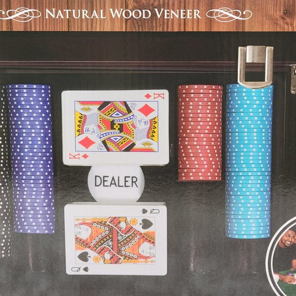 Deluxe Poker Chip Set Natural Wood Veneer Craftsman Collection NEW - Picture 4 of 8